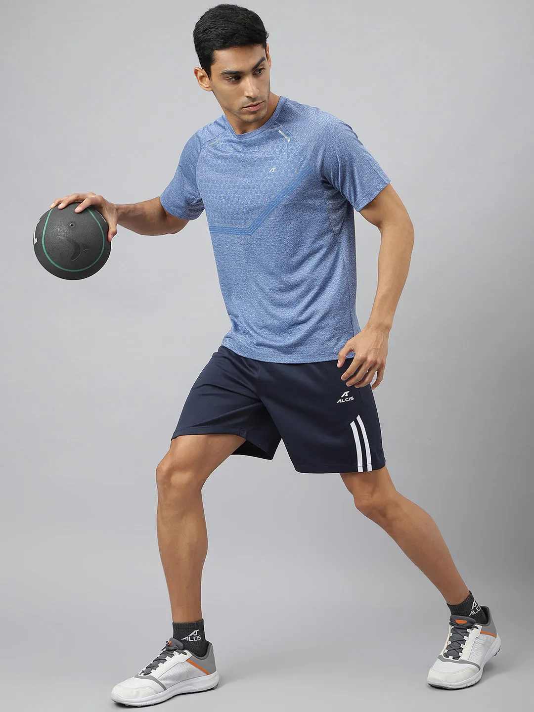 Alcis Men Navy Anti-Static Slim-Fit Training Shorts