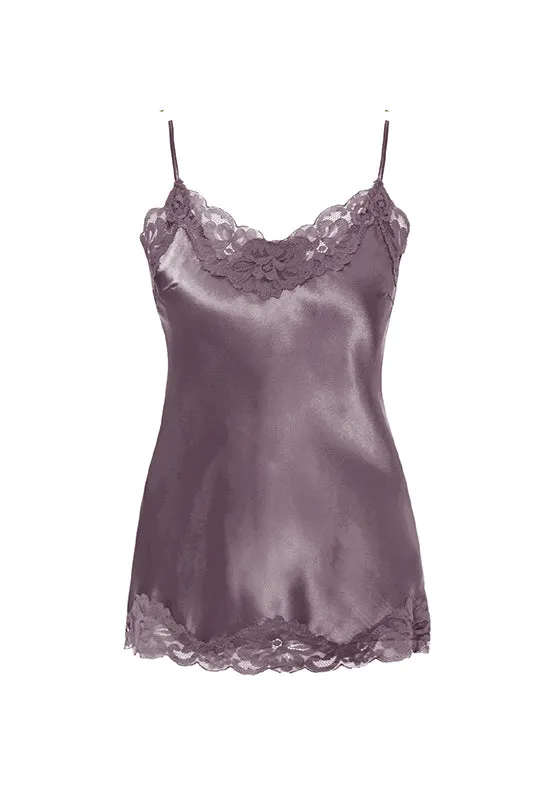 Floral Lace Silk Cami Muted Plum