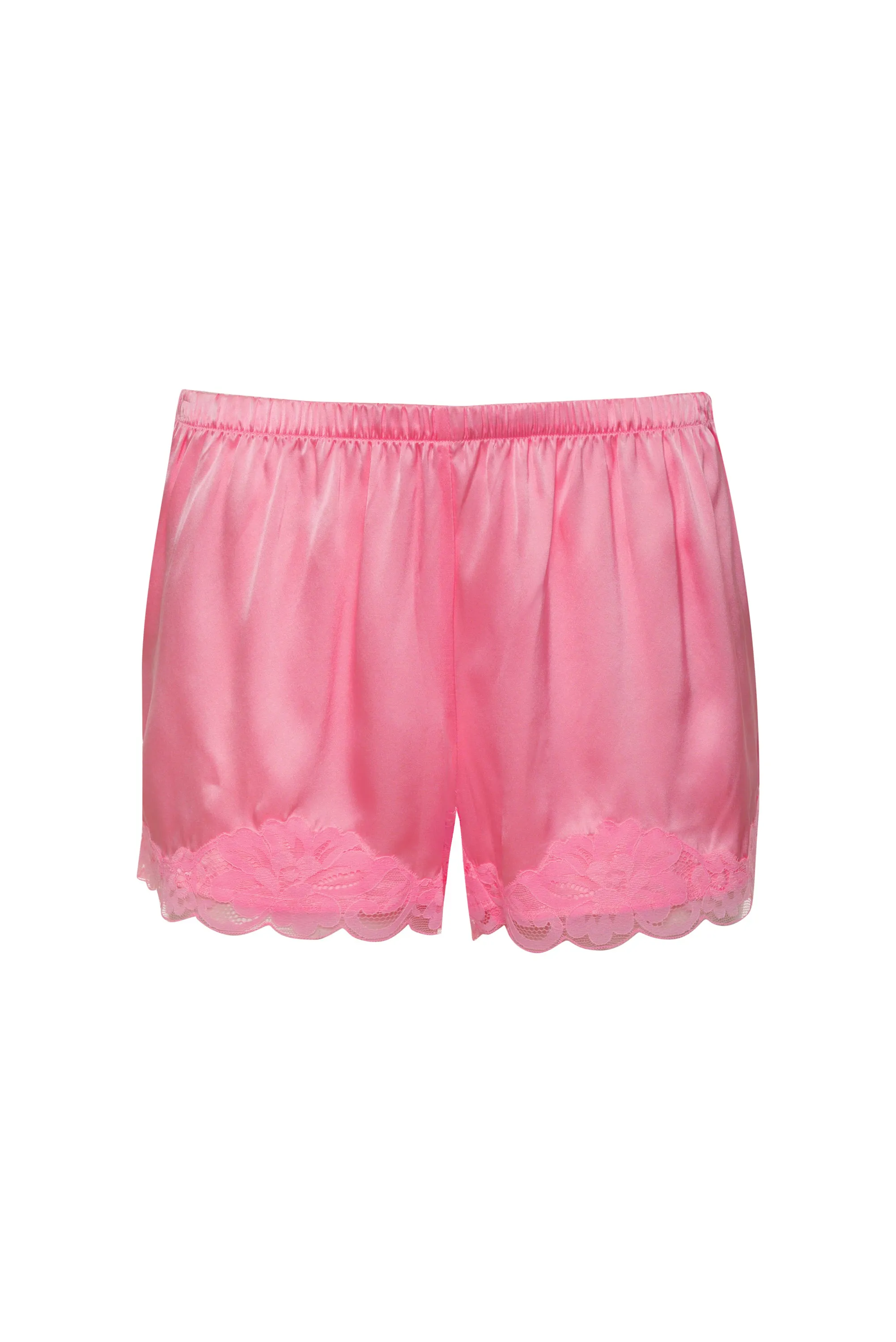 Floral Lace Silk Shorts Rose Pink